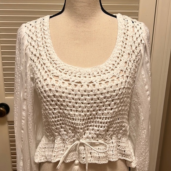 83. ๐HP๐. Free People Megan Crochet Top in Ivory - Picture 4 of 17